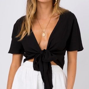 Princess Polly Black Tie Front Top